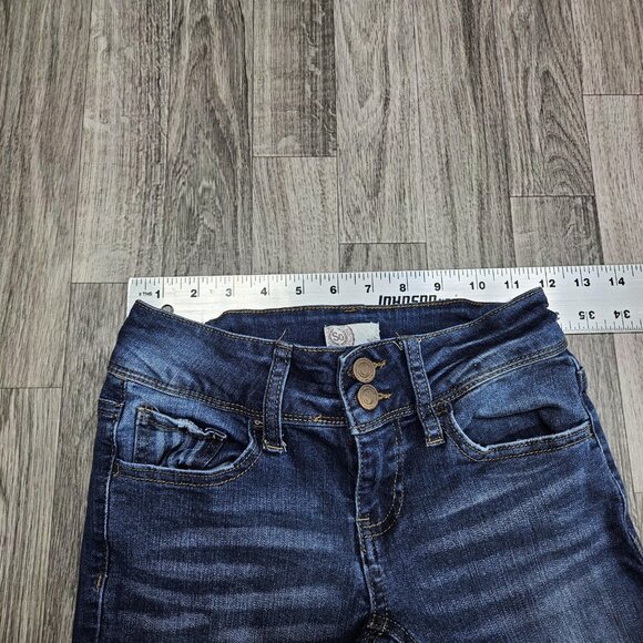 SO Jeans Womens 0 Blue Cuffed Skinny Stretch Denim Mid Rise Casual Pants - Picture 8 of 12